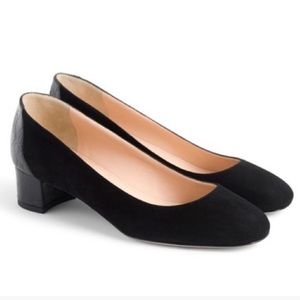 J. Crew Suede Pumps with Croc Stamped Heel